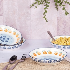 Set 4 Farfurii adanci, NAPOLI Citrus, portelan pictat manual, Ø21,5cm, 90cl - Img 2