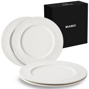Set 4 Farfurii intinse, colectia Oasis, ceramica stoneware, alb