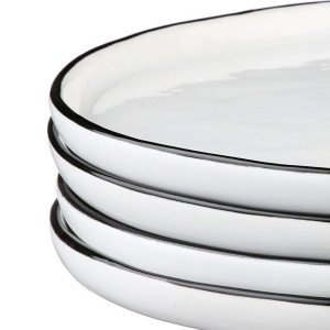 Set 4 Farfurii intinse din Gresie Ceramica PURE Alb Zapada - Img 3
