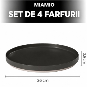 Set 4 Farfurii intinse fel principal, Sierra Basalt, ceramica, 26 cm, antracit - Img 2