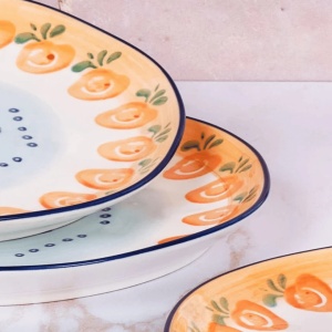 Set 4 Farfurii intinse medii Ø20cm, colectia Napoli Citrus, portelan, multicolor - Img 4