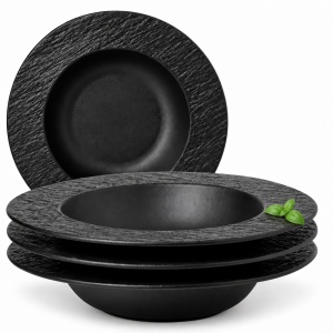 Set 4 Farfurii paste, colectia Oasis, ceramica, negru, 26 cm, 600 ml