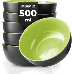 Set 6 Boluri ceramice, Le Papillon, Verde, Ø15cm, 500 ml