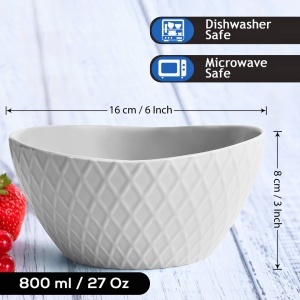 Set 6 Boluri ceramice, Palmanova, Alb, 16x8 cm, 800 ml - Img 2
