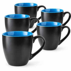 Set 6 Cani cafea si ceai MIAMIO Le Papillon, ceramica, 350 ml, interior albastru