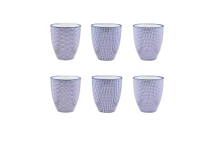 Set 6 Cani de cafea, PATTERN Blue, portelan, 300 ml, albastru model - Img 1