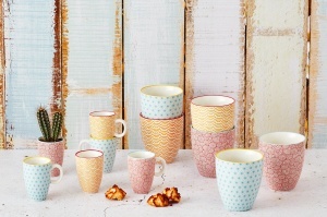 Set 6 Cani de cafea, Pattern Color, portelan, detalii manuale, 300 ml - Img 6