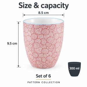 Set 6 Cani de cafea, Pattern Color, portelan, detalii manuale, 300 ml - Img 2