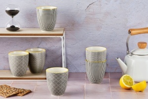 Set 6 Cani de cafea, PATTERN Eclipse, portelan, 300 ml, gri antracit - Img 2
