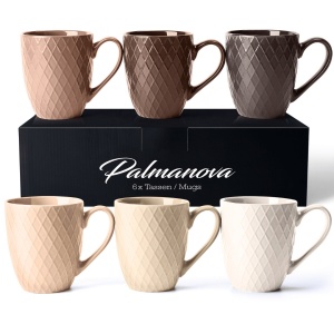Set 6 Cani de ceai, colectia Palmanova Beige, ceramica, 400ml