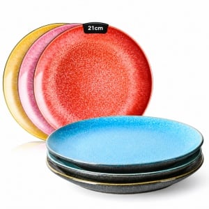 Set 6 Farfurii intinse desert, Las Palmitas multicolor, ceramica, 21 cm