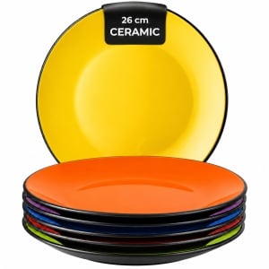 Set 6 Farfurii intinse fel principal, Le Papillon Multicolor, ceramica, 26 cm
