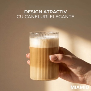 Set 6 Pahare Senita pentru apa si long drink, sticla cu caneluri, H 12 cm, 430 ml - Img 4