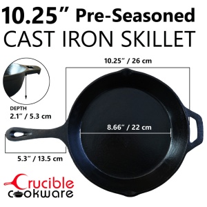 Tigaie din fonta 26 cm, Crucible Cookware, suporturi silicon termorezistent incluse - Img 2