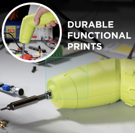 Piesa printata din Polymaker HT-PLA-GF, durabila, functionala, cu fier de lipit ca exemplu de aplicatie