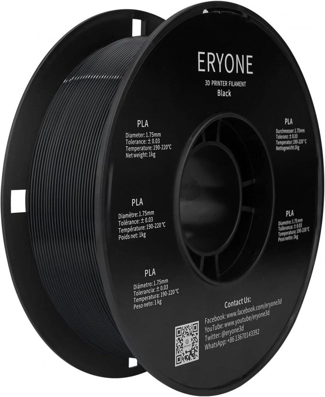 Filament ERYONE PLA Black-1Kg