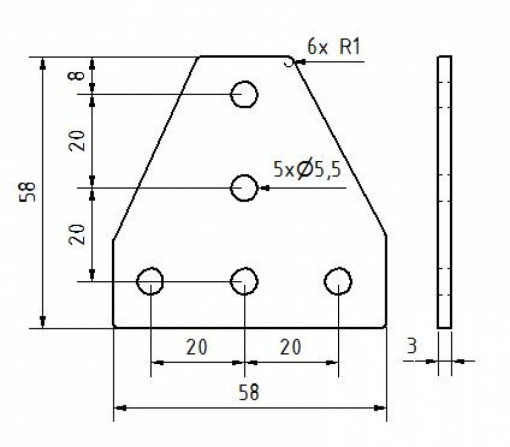 Conector T profile aluminiu 20x20