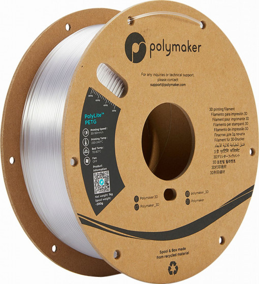 Filament POLYMAKER PolylLite PETG Transparent 1Kg