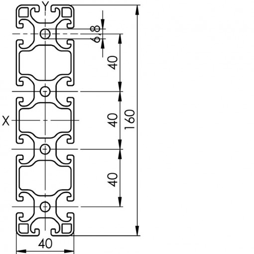 Profil aluminiu 40x160 slot 8mm