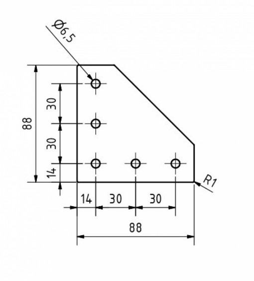 Conector L pentru profile aluminiu 30×30
