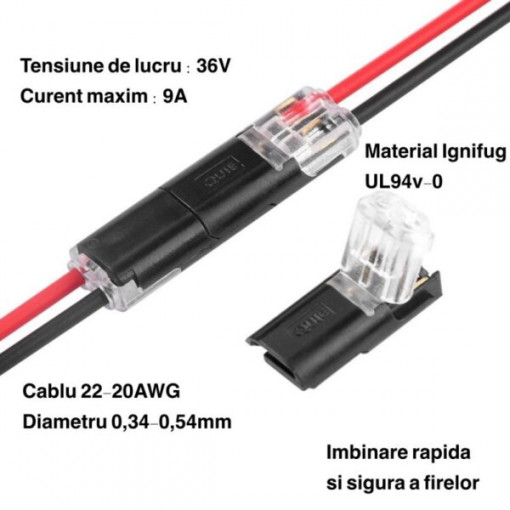 Conector 2 Pini cu Imbinare Rapida