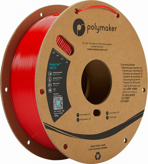 Filament POLYMAKER PolyLite PETG Red 1kg