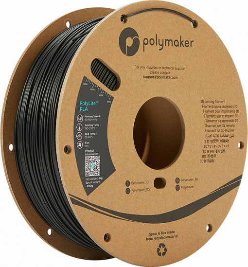 Filament POLYMAKER PolylLite PLA Black 1Kg
