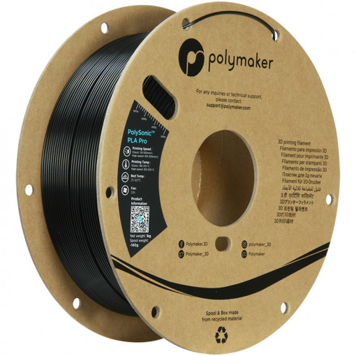 Filament POLYMAKER PolySonic HIGH SPEED PLA PRO Black-1Kg