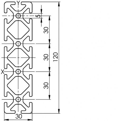 Profil 30x120 slot 6mm