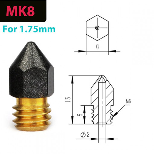 Duza din Alama placata cu teflon MK8 0.4mm