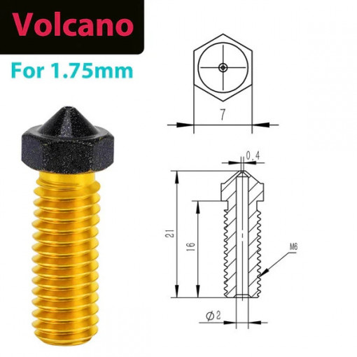 Duza din Alama placata cu teflon pentru Volcano 0.3mm