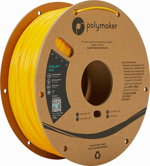 Filament POLYMAKER PolyLite PLA Yellow 1Kg