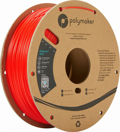Filament POLYMAKER PolylLite PLA Red 1Kg