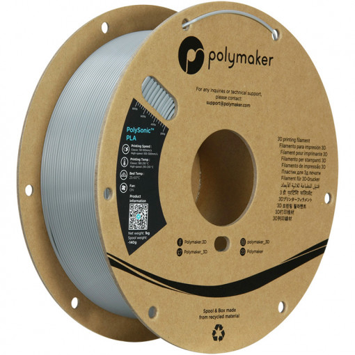 Filament POLYMAKER PolySonic HIGH SPEED PLA Grey-1Kg
