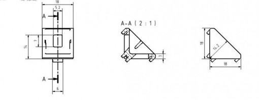 Coltar profile aluminiu 20x20 slot 6 - pachet doua bucati