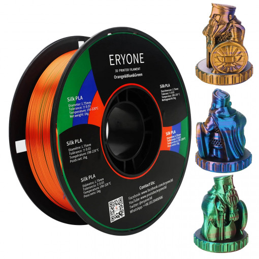 Filament ERYONE ORANGE&BLUE&GREEN Triple-Color Silk PLA