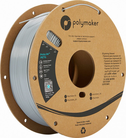 Filament POLYMAKER PolylLite PETG Grey 1Kg