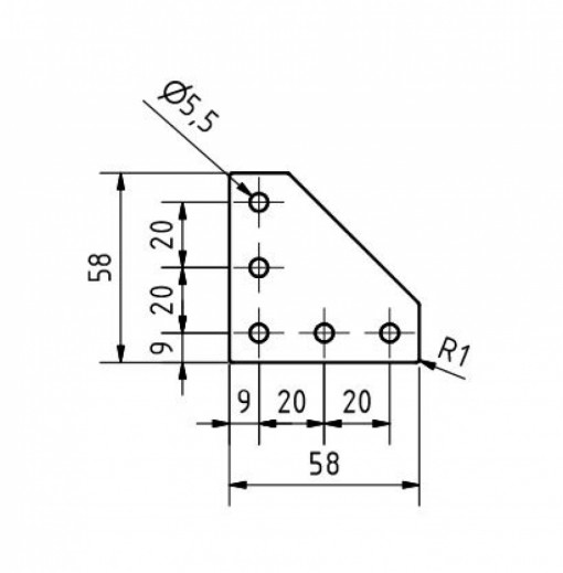 Conector L pentru profile aluminiu 20x20