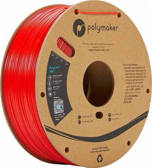 Filament PolyMaker PolyLite ABS Red 1kg