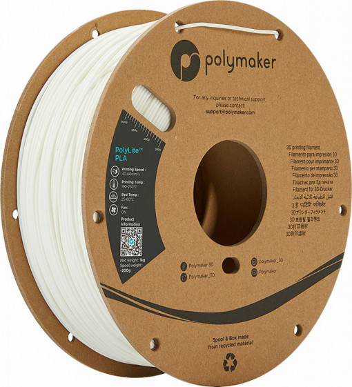 Filament POLYMAKER PolylLite PLA True White 1Kg