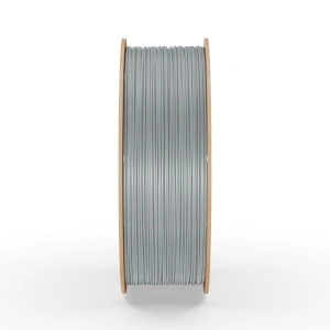 Rolă filament PETG FiberWORKS gri, vedere laterală a filamentului înfășurat