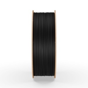Rolă filament PLA FiberWORKS negru, vedere laterală a filamentului înfășurat