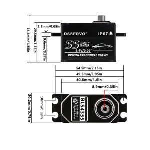 Dimensiuni servo DSSERVO BLS4355 – 40.8 × 20.2 × 29.5 mm