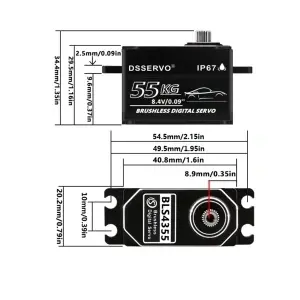 Dimensiuni servo DSSERVO BLS4355 – 40.8 × 20.2 × 29.5 mm
