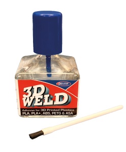 Deluxe Materials 3D Weld AD94 40ml - sticlă cu pensulă de aplicare separată, adeziv pentru piese printate 3D din PLA, PLA+, ABS, PETG și ASA