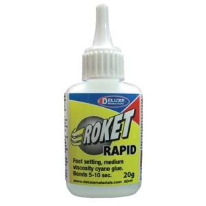 Deluxe Materials Roket Rapid - Adeziv Cianoacrilat (CA) Vâscozitate Medie, Priză 5-10 sec, 20g