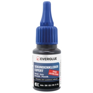 Everglue Sekundenkleber - adeziv cianoacrilat pentru metal, plastic și polistiren (Styropor), vâscozitate medie, flacon dozator 20g