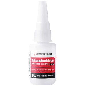 Everglue Super Glue - adeziv cianoacrilat vâscozitate scăzută, valabilitate extinsă, flacon dozator 20g