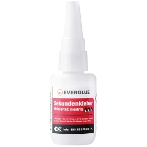 Everglue Super Glue - adeziv cianoacrilat vâscozitate scăzută, valabilitate extinsă, flacon dozator 20g