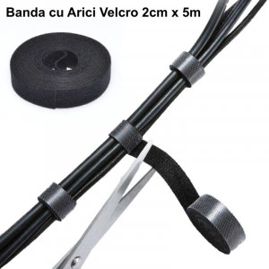 Banda cu arici tip VELCRO 2cm x 5m negru